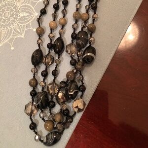 Multi strand Black and Smoky Crystal Necklace